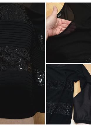 Полупрозрачная чёрная блузка с пайетками.5 фото