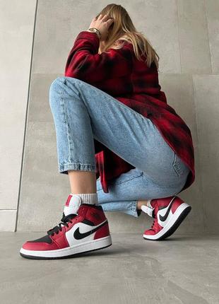 Кроссовки nike jordan 1 mid red black white, разбрродаж ❤️