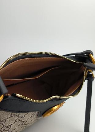 Жіноча сумка gucci aphrodite shoulder bag black/grey leather7 фото