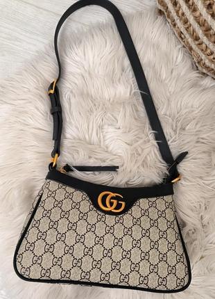 Жіноча сумка gucci aphrodite shoulder bag black/grey leather3 фото