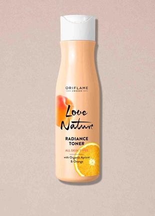 Оновлюючий тонік для обличчя з органічним абрикосом і апельсином love nature