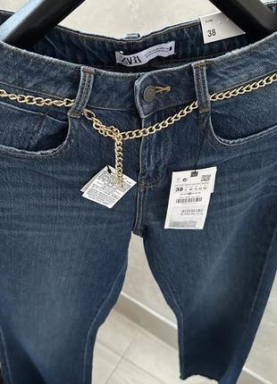Женские джинсы клеш от бренда zara темно-синего цвета 38р m/l/xl, новые со всеми фирменными бирками5 фото
