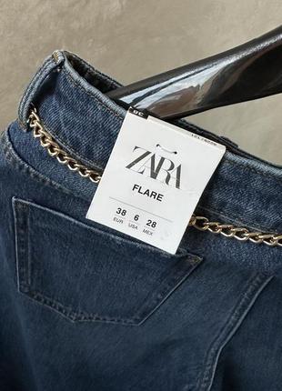 Жіночі джинси кльош від бренду zara темно-синього кольору 38р m/l/xl, нові зі всіма фірмовими бірками9 фото