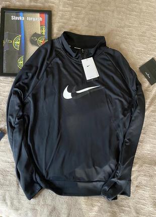 Кофта nike dri-fit swoosh run 1/4-zip running midlayer (plus size) black dn1754-010