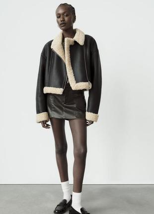 Дубленка zara эко кожа