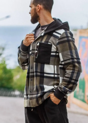 Теплый костюм 2-ка мужской штаны рубашка флис s-m, l-xl,2xl-3xl razg4409-41784iве