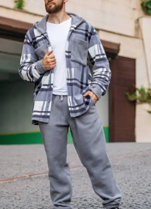 Теплый костюм 2-ка мужской штаны рубашка флис s-m, l-xl,2xl-3xl razg4409-41784iве