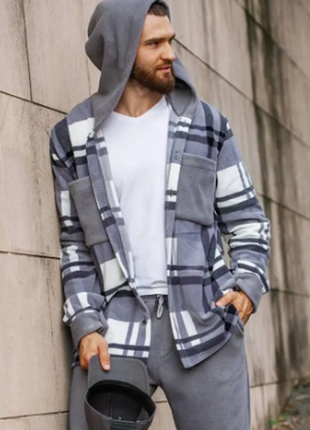 Теплый костюм 2-ка мужской штаны рубашка флис s-m, l-xl,2xl-3xl razg4409-41784iве