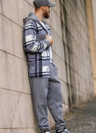 Теплый костюм 2-ка мужской штаны рубашка флис s-m, l-xl,2xl-3xl razg4409-41784iве