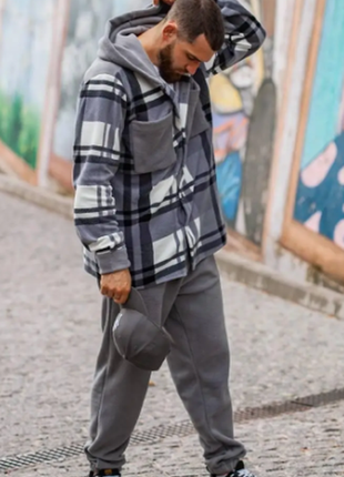 Теплый костюм 2-ка мужской штаны рубашка флис s-m, l-xl,2xl-3xl razg4409-41784iве