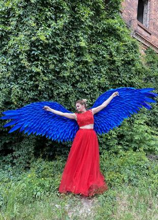 Крила ангела костюм сині боді арт косплей сексуальний образ танець1 фото
