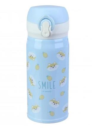 Термос дитячий блакитний "лисичка" 350ml 18х6,5 см