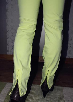 Кислотнi лимонні катонові скинни брюки s-m3 фото