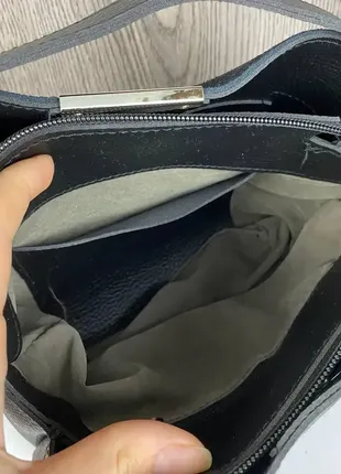 Женская мини сумочка на плечо натуральная замша + эко черная кожа7 фото