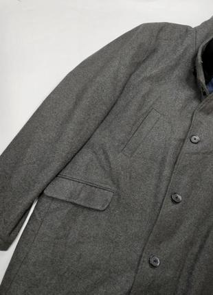 Пальто мужское серого цвета прямого кроя шерсть теплое от бренда angelo litrico 602 фото