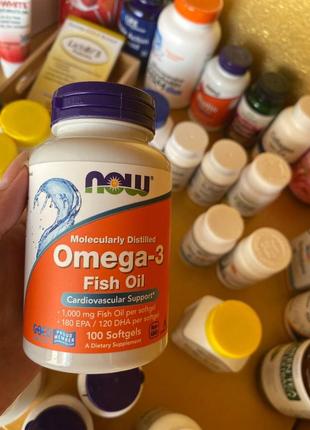 Now foods, омега-3, omega 3, 180 мг епк / 120 мг дгк, 100 капсул