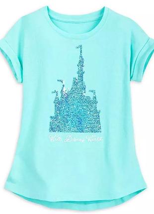 Футболка disney store для дівчинки з замком попелюшки з двосторонніх паєток