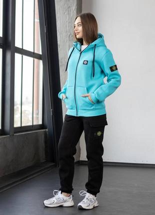 Женский спортивный костюм теплый флисовый stone island
