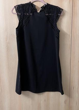 Платье черное zara с кружевом сарафан2 фото