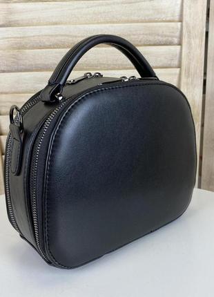 Замшева жіноча сумочка на плече екошкіра рептилії чорна, маленька сумка для дівчат r_9499 фото