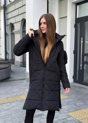 Качественная теплая длинная зимняя куртка водоотталкивающая пуховик топовый до -25