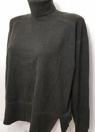 Роскошный свитер мм06 болотного цвета шерсть3 фото