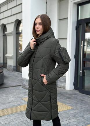 Качественная теплая длинная зимняя куртка водоотталкивающая пуховик топовый до -252 фото
