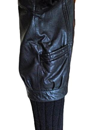 М-xl черная женская кожаная куртка, отличная винтажная длинная куртка7 фото