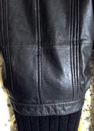 М-xl черная женская кожаная куртка, отличная винтажная длинная куртка10 фото