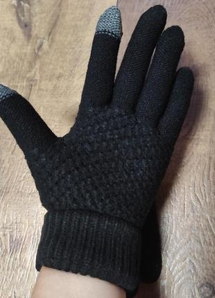 Перчатки сенсорные черные теплые зимние