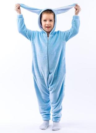 Кігурумі піжама блакитна, дитячий теплий комбінезон на блискавці  для дому на хлопчика та дівчинку4 фото