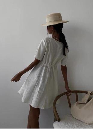 Сукня біла з льону, розмір s3 фото