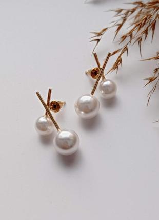 Серьги гвоздички с жемчугом винтаж бижутерия