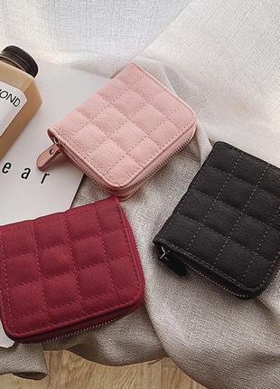 Маленький жіночий гаманець стьобаний, міні портмоне на блискавці r_3495 фото