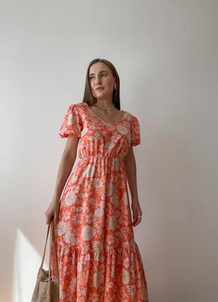Цветочное коралловое платье f&amp;f10 фото