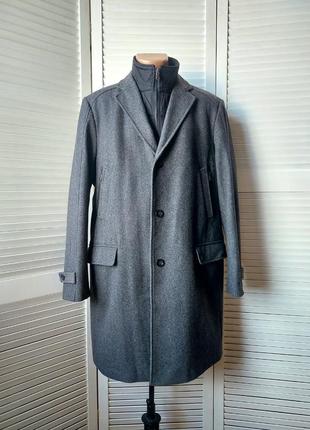 Пальто темно серого цвета осень зима 70% шерсть duffel & rums registered trademare1 фото