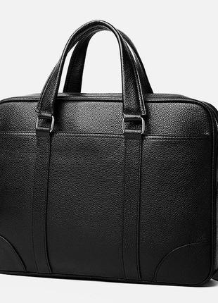 Мужская кожаная сумка портфель для документов формат а4. кожаный портфель для бумаг и папок r_2499