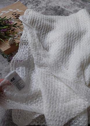 Белая шаль паутинка мохер h&m((260 см на 67 см)
