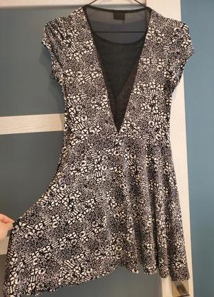 Гарна трикотажна сукна міні з вставками сітки2 фото