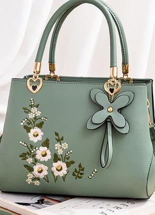 Модная женская сумка с вышивкой цветами, сумочка на плечо вышивка цветочки r_899