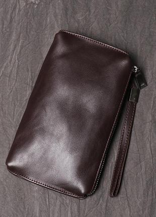 Мужской кожаный клатч кошелек на молнии, портмоне натуральная кожа r_10497 фото