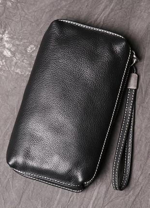 Мужской кожаный клатч кошелек на молнии, портмоне натуральная кожа r_1049