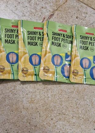 Пилинг-носочки с фруктовыми кислотами purederm shiny & soft foot peeling mask1 фото