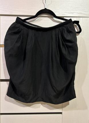 Шелковая юбка короткая, черная