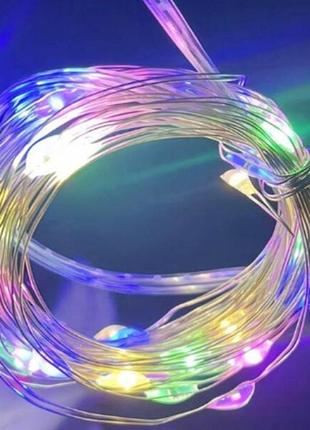Гирлянда новорічна світлодіодна різнобарвна райдужна 10 м usb (4761)