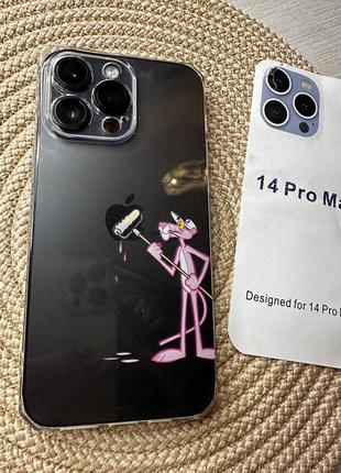 Прозорий чохол на iphone 14pro max рожева пантера