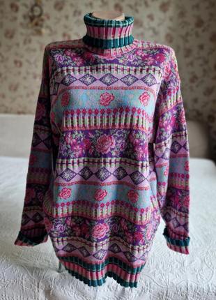 🌈🕊️🌻 женский дизайнерский в цветочный принт свитер гольф туника kenzo оригинал