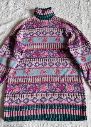 🌈🕊️🌻 женский дизайнерский в цветочный принт свитер гольф туника kenzo оригинал4 фото