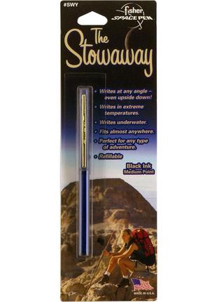 Ручка fisher space pen stowaway синяя с клипсой в блистере + тетрадь 60 вт.