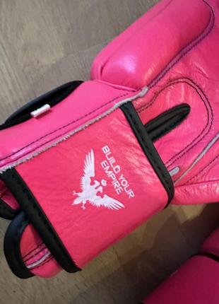 Кожа боксерские перчатки розовый пинк4 фото